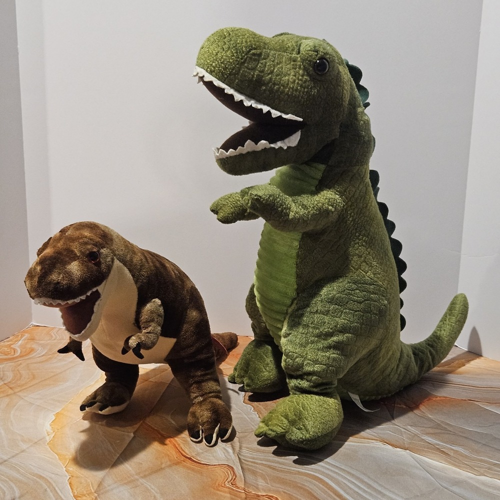 T-Rex Dinosaur Plush Bundle Wild Republic Large & Small Stuffed Animal Lot 2